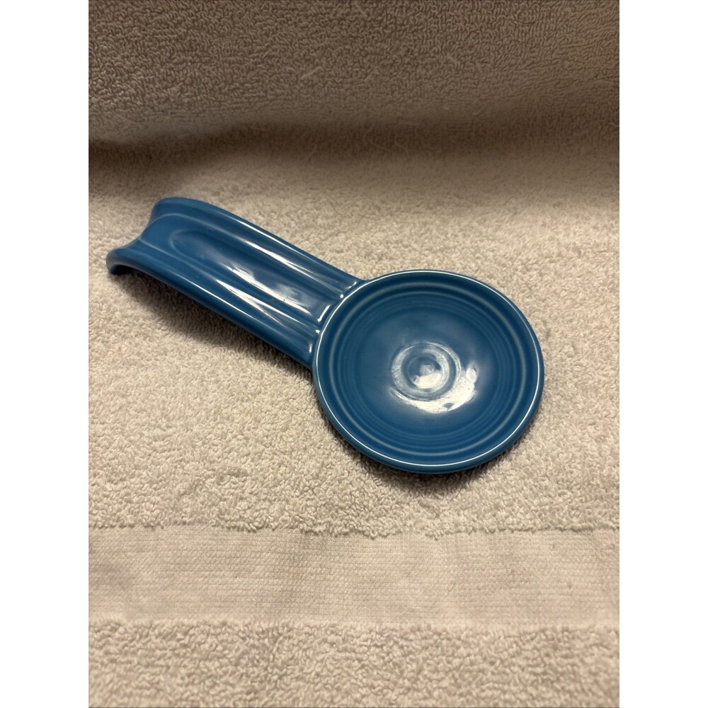 Vintage Fiestaware Collectible Peacock Kitchen  Teal Kitchy Cute Spoon Rest  USA